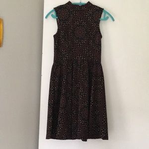 Geometric and floral mock-neck dress